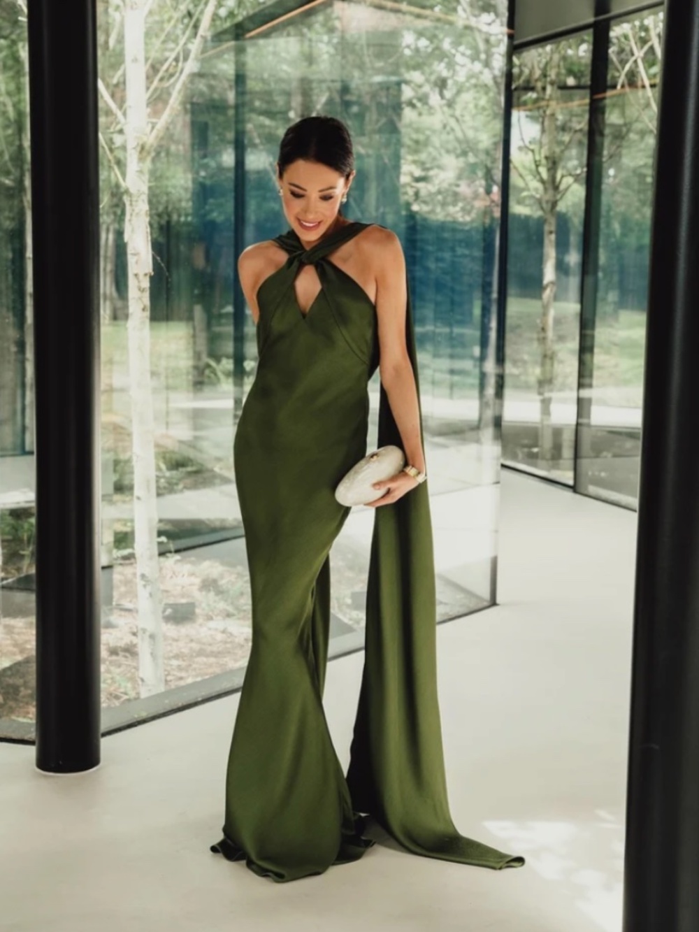 NWT:  'Atonement' Scarf Longline Maxi Dress Olive // Brand:  L.A-S (Lorna Luxe)